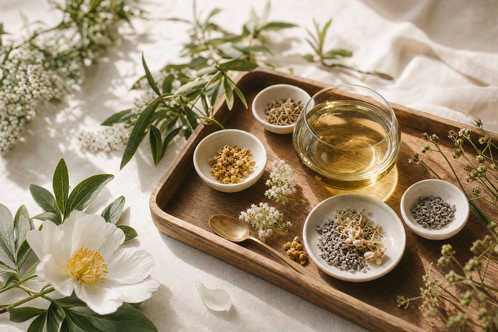 GWIN supplements arranged on a wooden tray