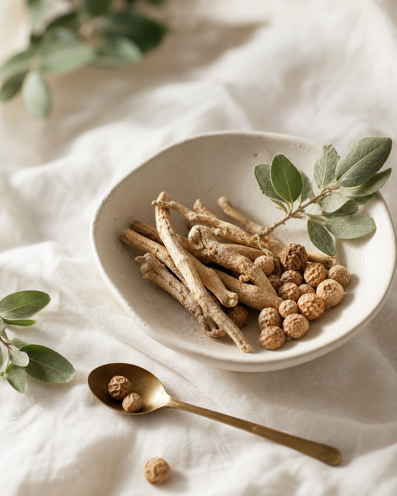 Ashwagandha botanical still life — Stress & Energy Support